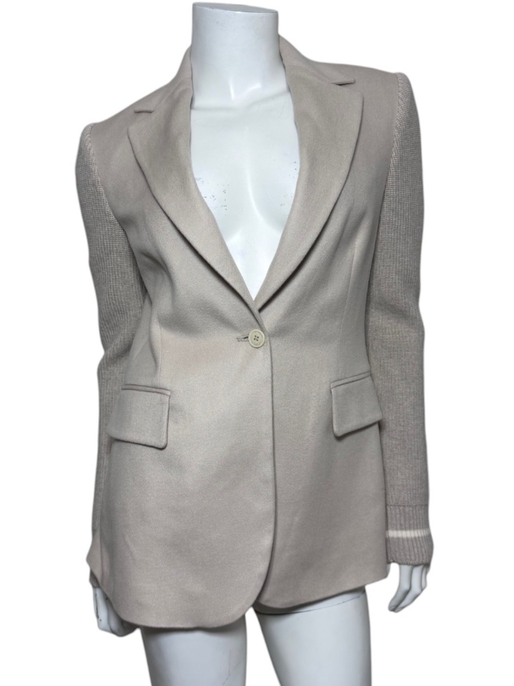 ELEVENTY Platinum Silk Cashmere Mixed Knit Sleeve Blazer EU 38/US 0 Italy